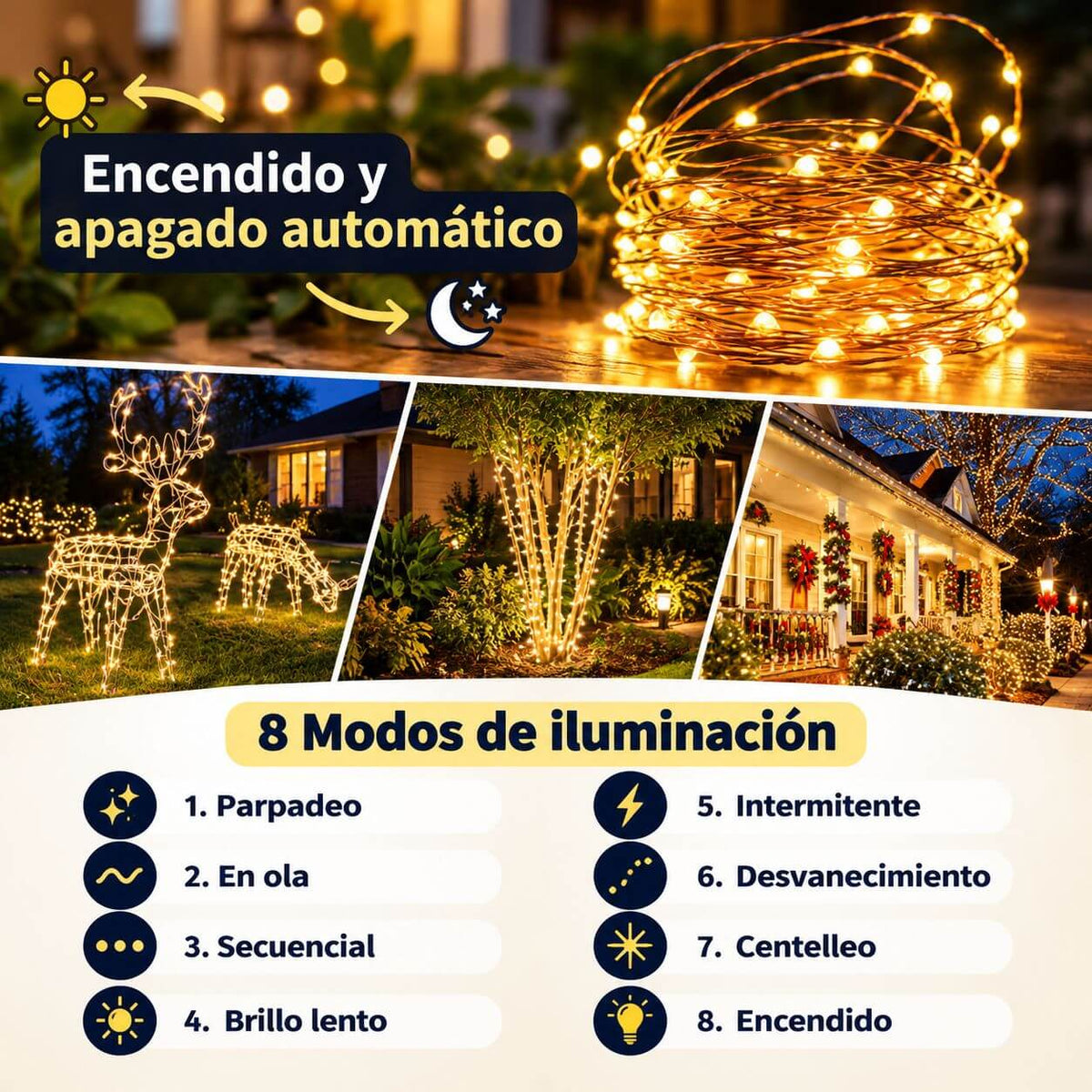 Luces De Navidad Solar 20 mts SolarGlow - Ilumina tu casa sin gastar luz