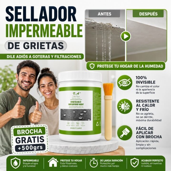 AquaBlock – Sellador Impermeable Profesional 500g | Detén Filtraciones en Un solo Paso + Brocha de Regalo
