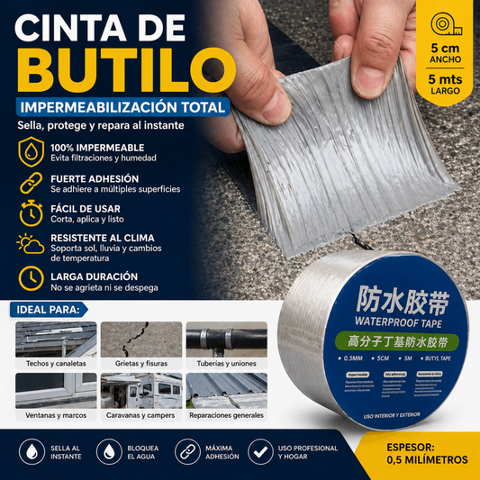 Cinta Adhesiva Tapa Gotera De Butilo 5mts