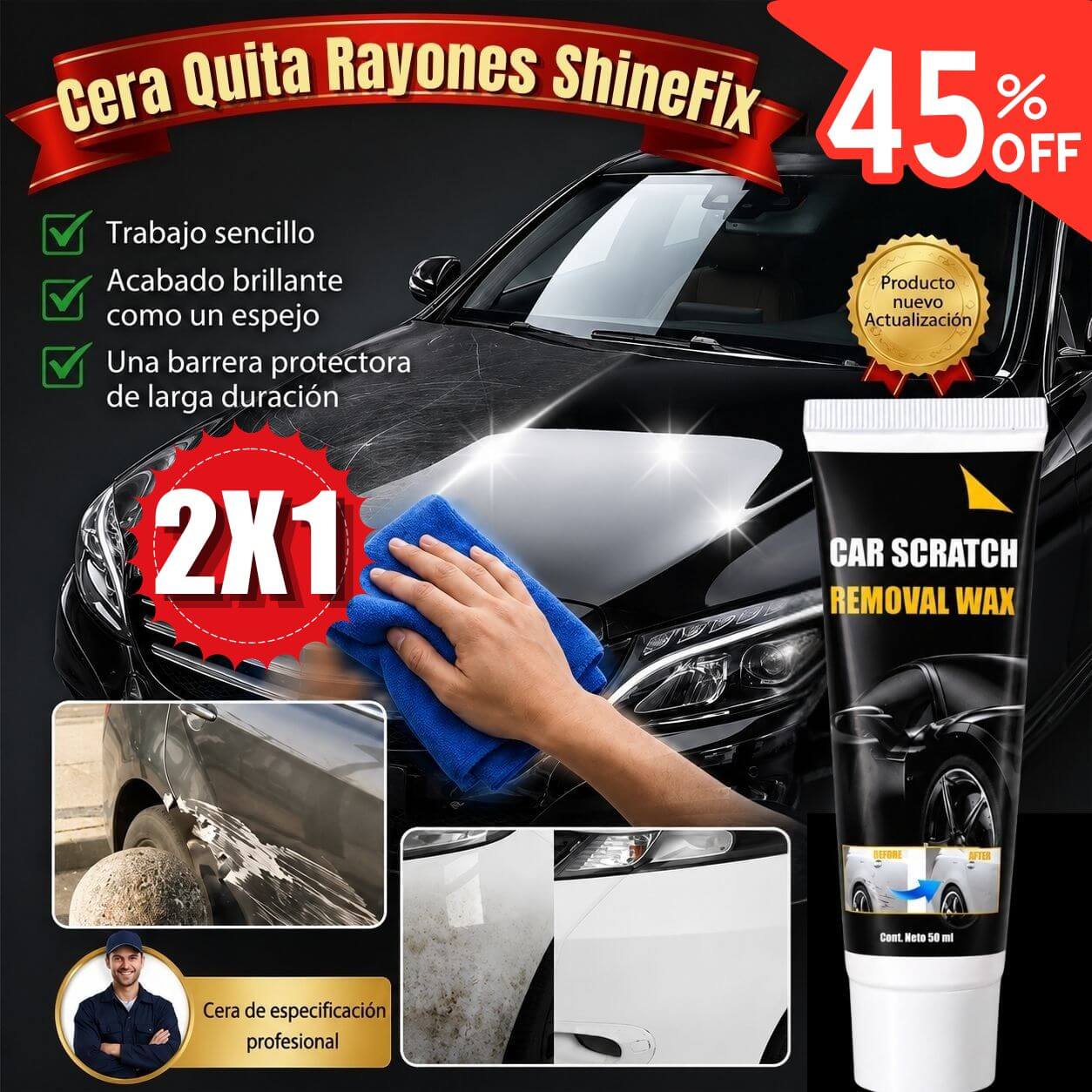 Cera Quita Rayones ShineFix-Borra el daño sin pagar de más