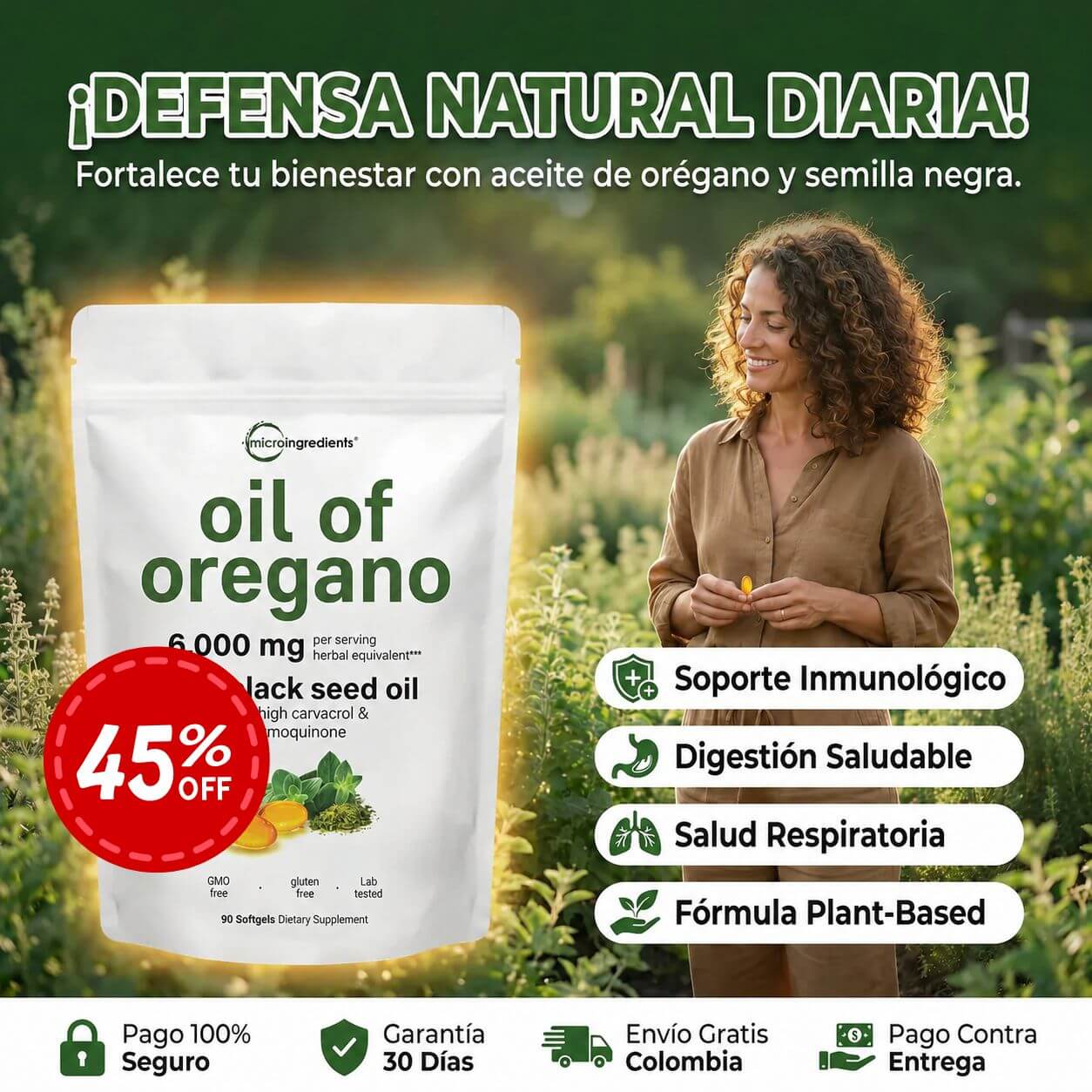 Aceite De Orégano 6000Mg 60 cápsulas BioOrega Plus - Limpia y equilibra desde adentro