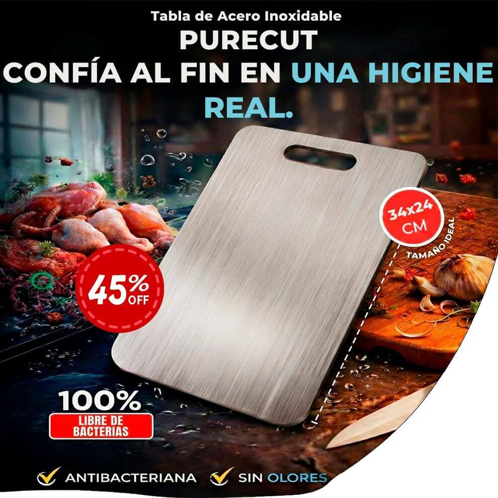 Tabla de Acero Inoxidable PureCut — La tabla que no esconde bacterias