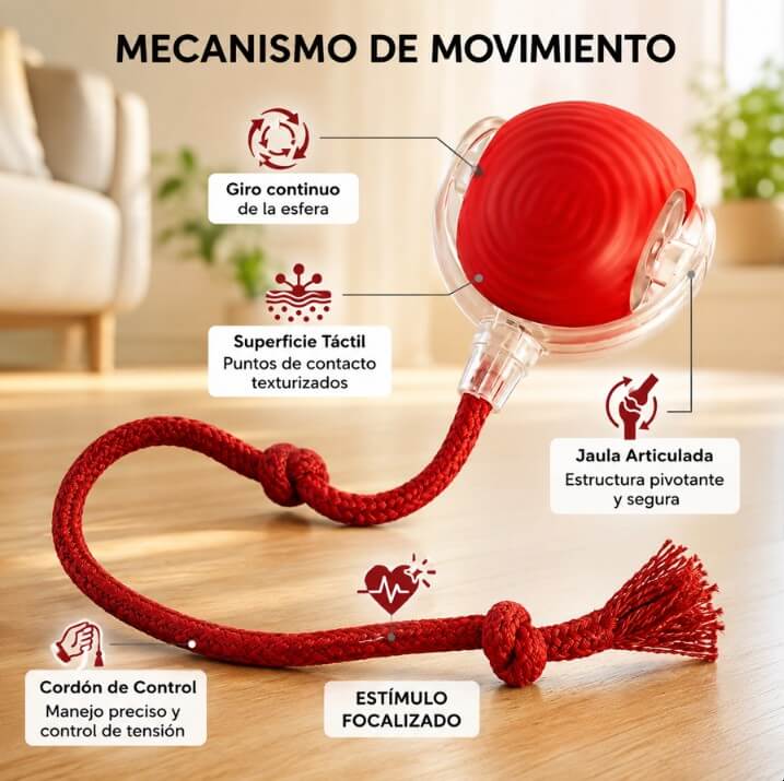 Pelota Inteligente con Cuerda RollPet - Lo mantiene cazando solo por horas