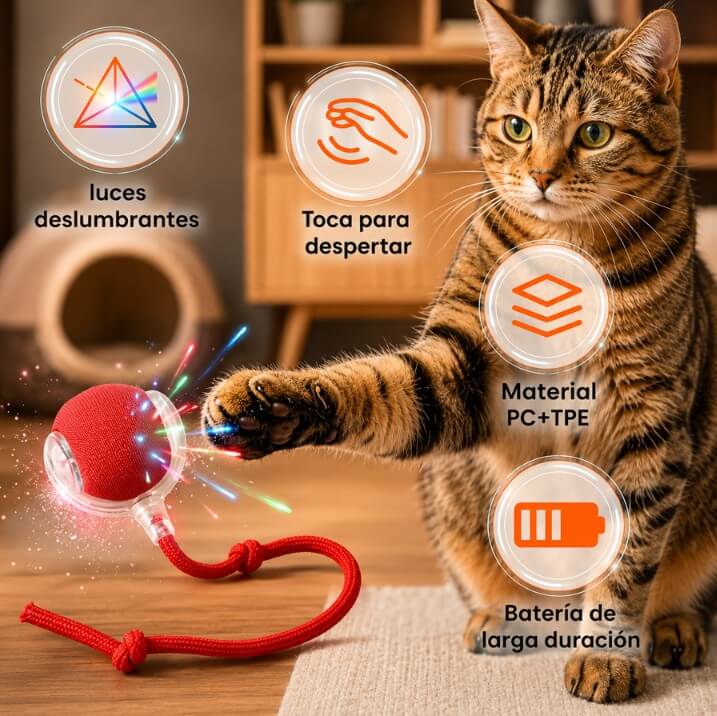 Pelota Inteligente con Cuerda RollPet - Lo mantiene cazando solo por horas