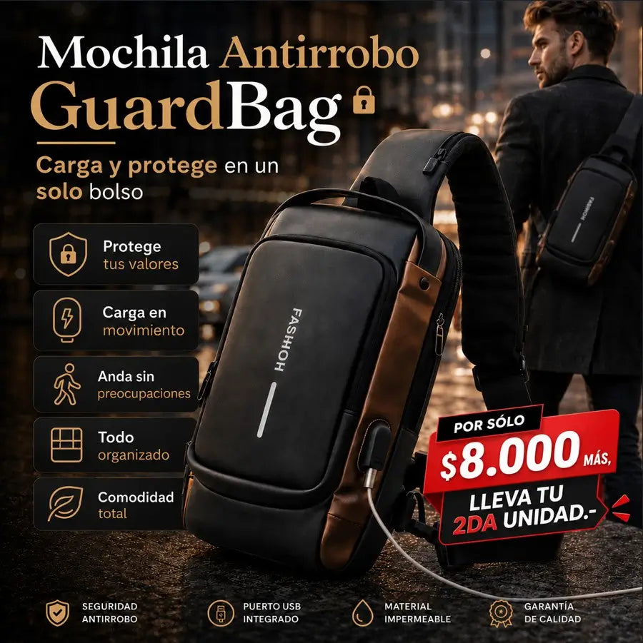 Mochila Antirrobo GuardBag - Carga y protege en un solo bolso