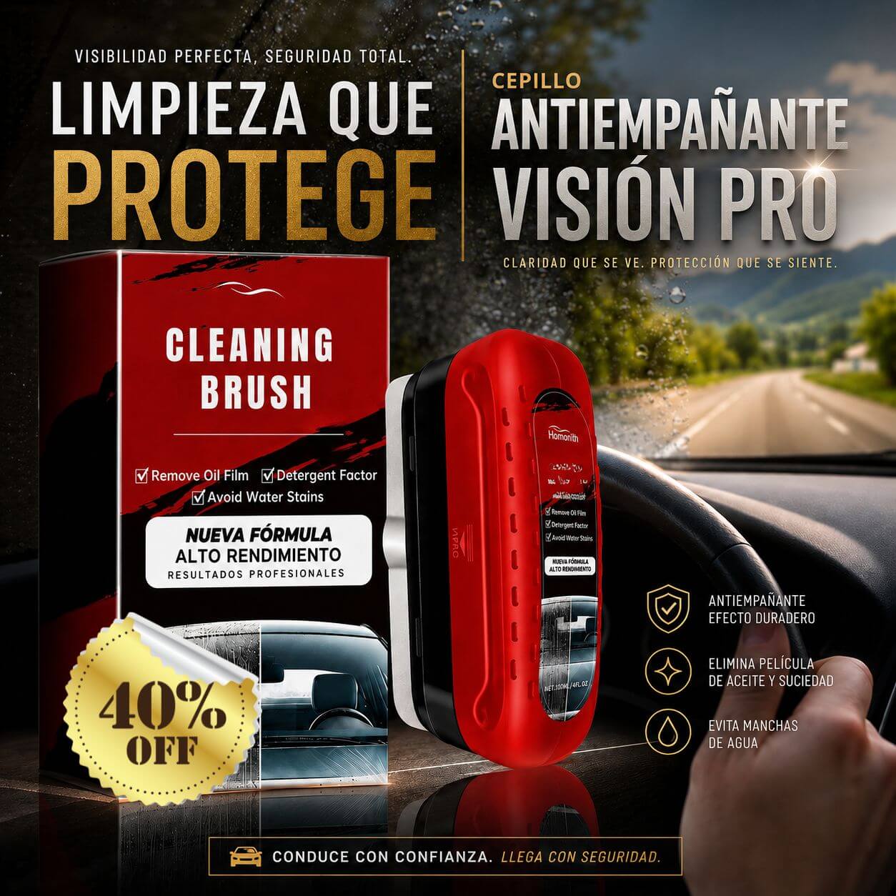 Cepillo Anti Empañante VisionPro - Más visibilidad. Menos riesgo
