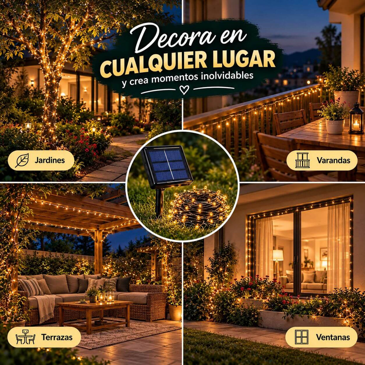 Luces De Navidad Solar 20 mts SolarGlow - Ilumina tu casa sin gastar luz