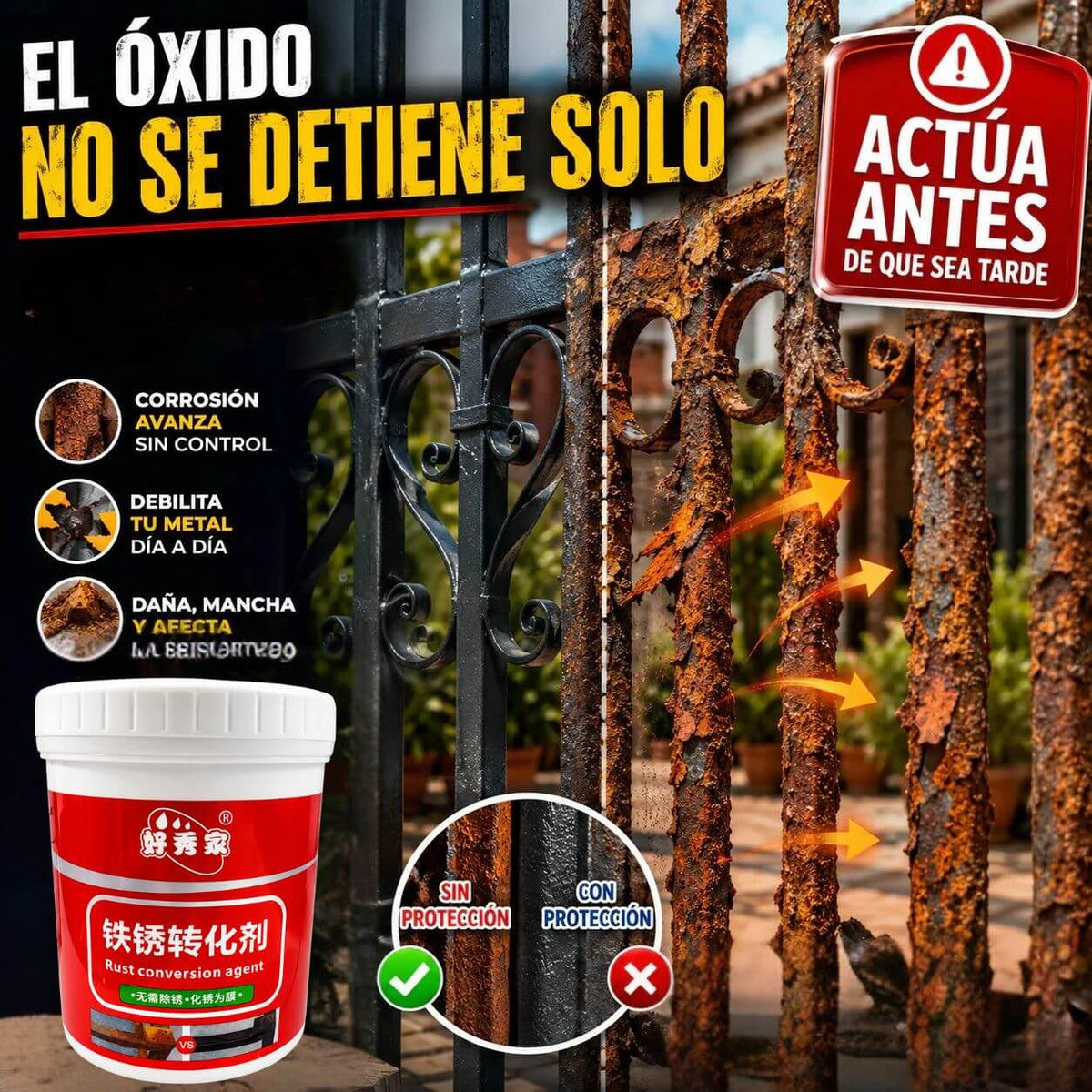 Pintura Antioxido para Metal 1 Kg OxiStop-Convierte el óxido en protección real
