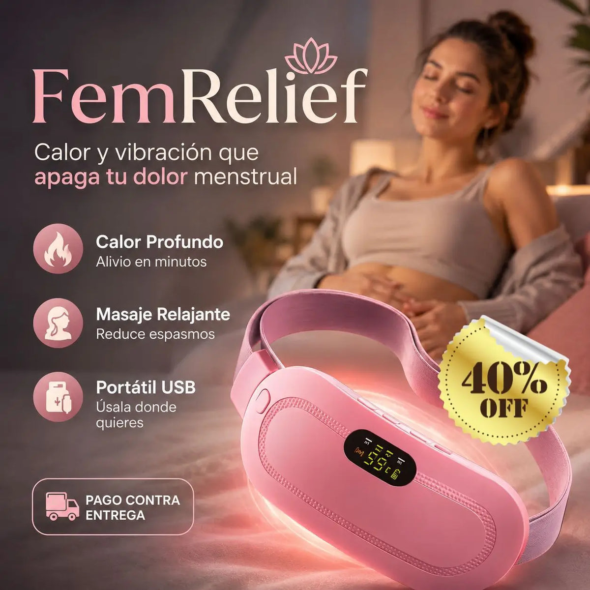 FemRelief - Calor y vibración que apaga tu dolor menstrual