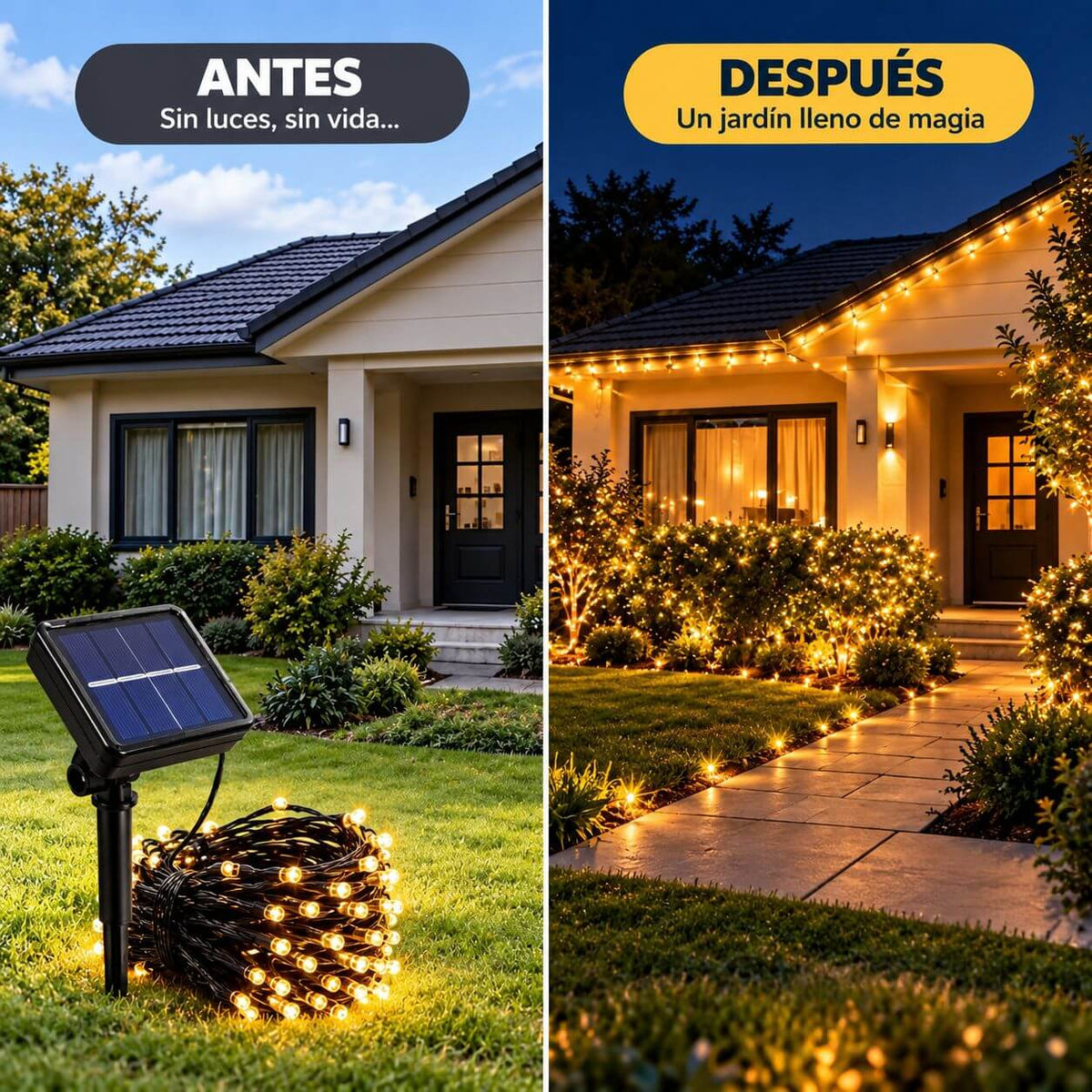 Luces De Navidad Solar 20 mts SolarGlow - Ilumina tu casa sin gastar luz
