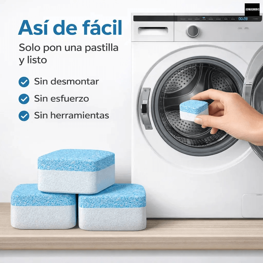 Pack 60 Pastillas Limpieza Profunda Lavadora-Renueva tu máquina desde adentro