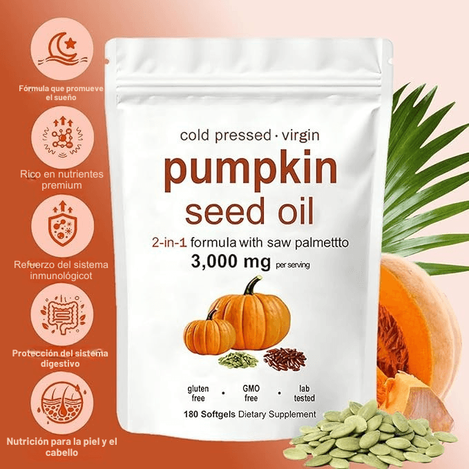 Aceite de Semillas de Calabaza con Saw Palmetto ProstaZen 2en1 — Salud urinaria y prostática para dormir sin pausas