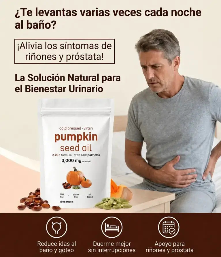 Aceite de Semillas de Calabaza con Saw Palmetto ProstaZen 2en1 — Salud urinaria y prostática para dormir sin pausas