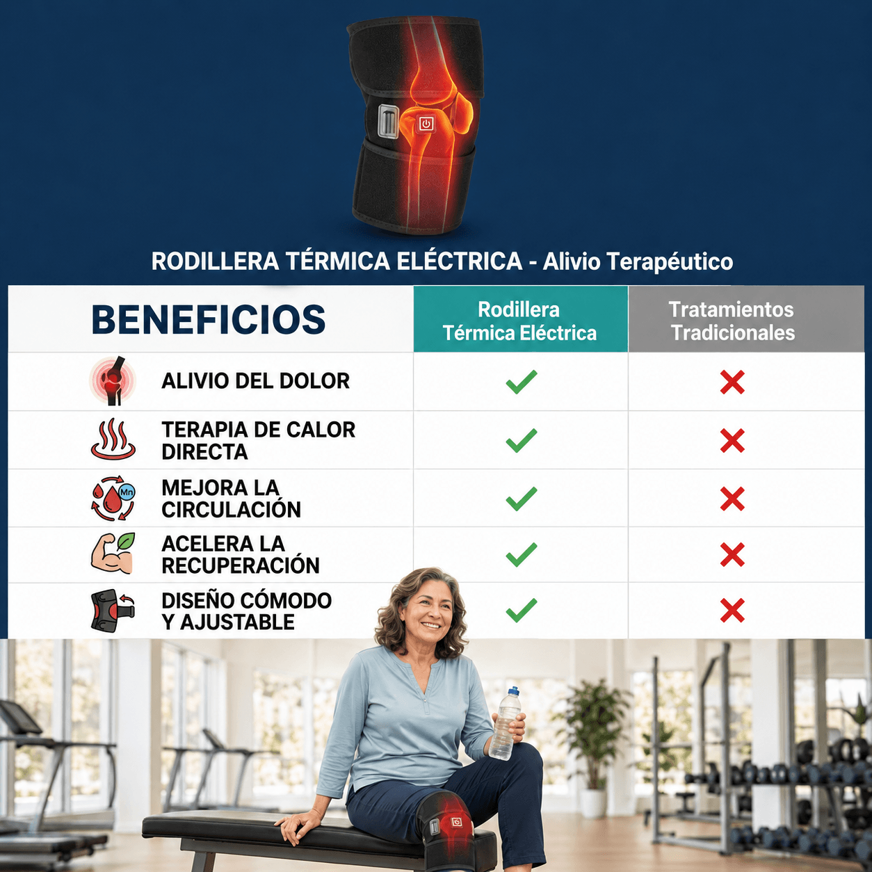 Rodillera Térmica Inteligente 2 en 1 ThermoFlex - Alivia el dolor de rodilla en minutos