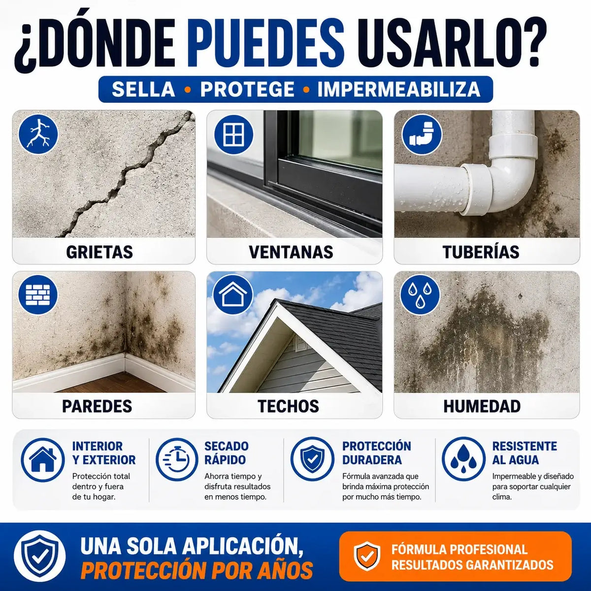 AquaBlock – Sellador Impermeable Profesional 500g | Detén Filtraciones en Un solo Paso + Brocha de Regalo